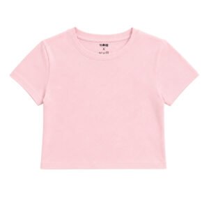 Baby Tee Basic | Düz Crop Tişört - Pembe