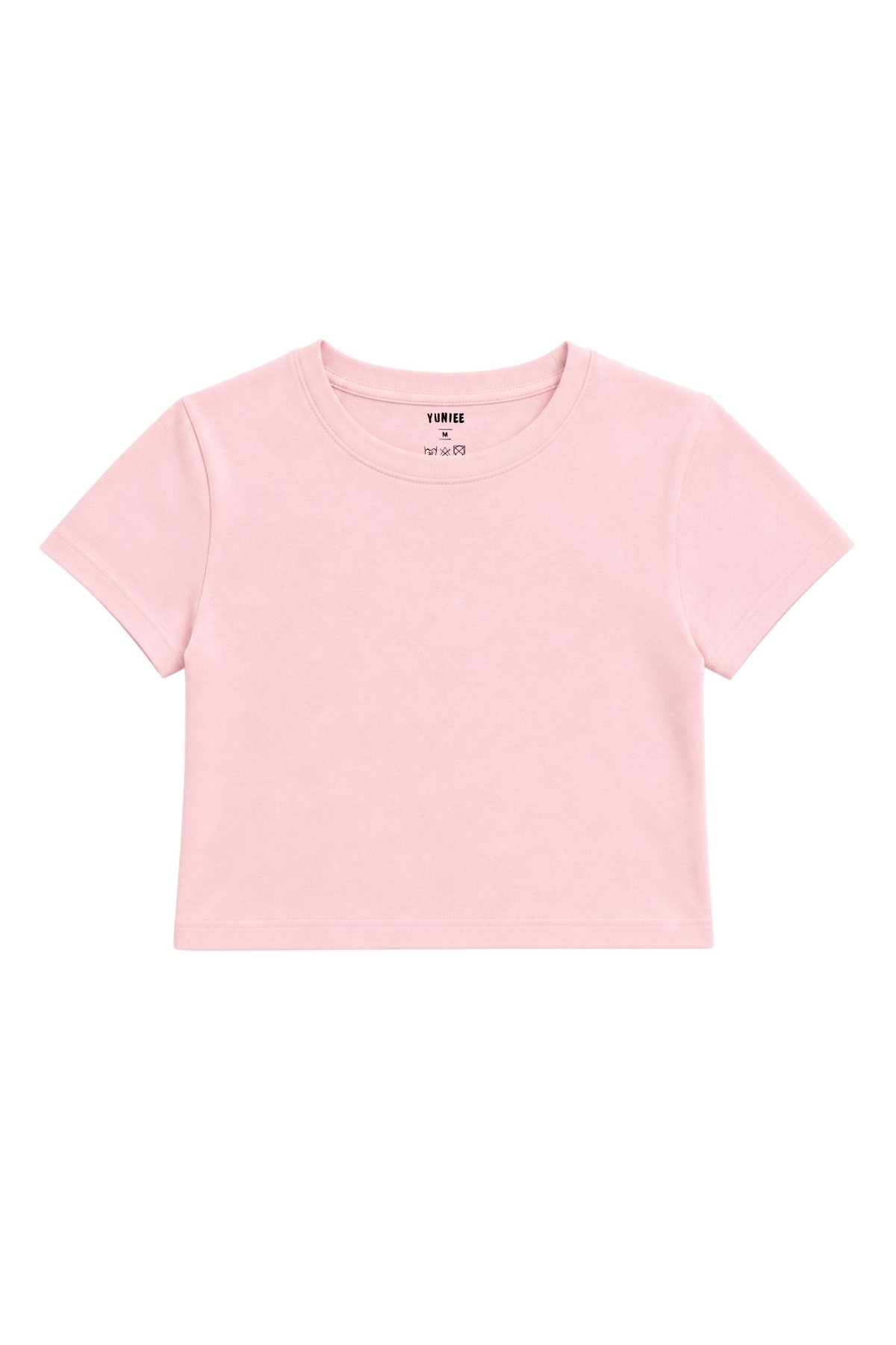 Baby Tee Basic | Düz Crop Tişört - Pembe
