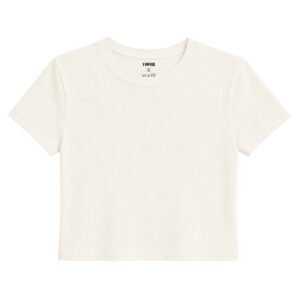 Baby Tee Basic | Düz Crop Tişört - Ekru