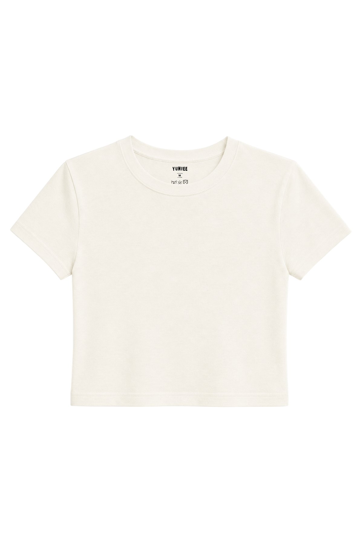 Baby Tee Basic | Düz Crop Tişört - Ekru