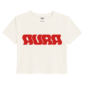 Aura Baby Tee | Slogan Baskılı Crop Tişört - Ekru