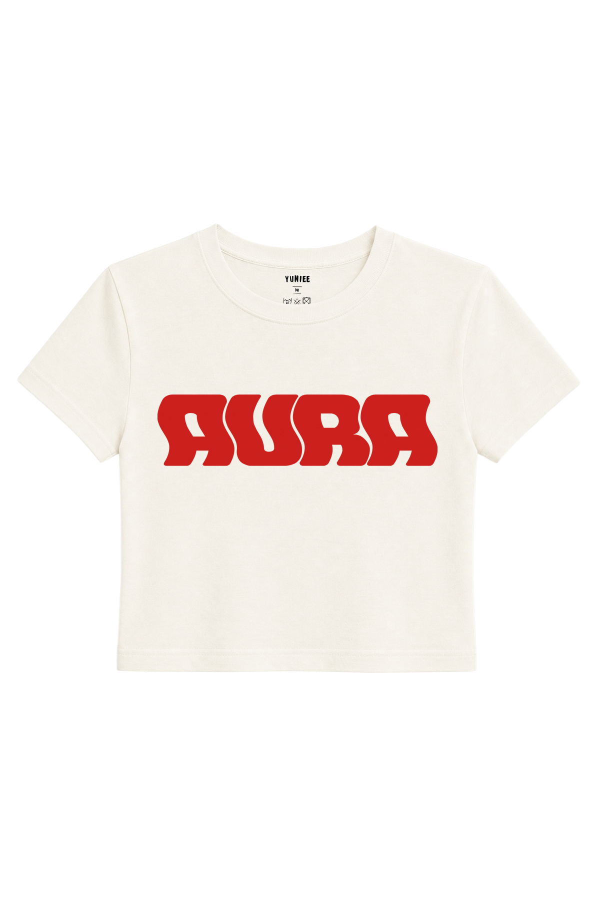 Aura Baby Tee | Slogan Baskılı Crop Tişört - Ekru