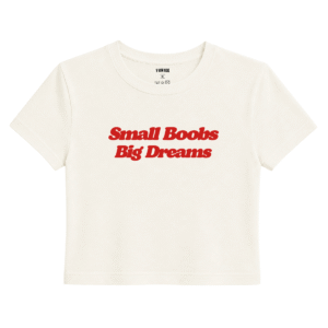 Big Dreams Baby Tee | Slogan Baskılı Crop Tişört - Ekru