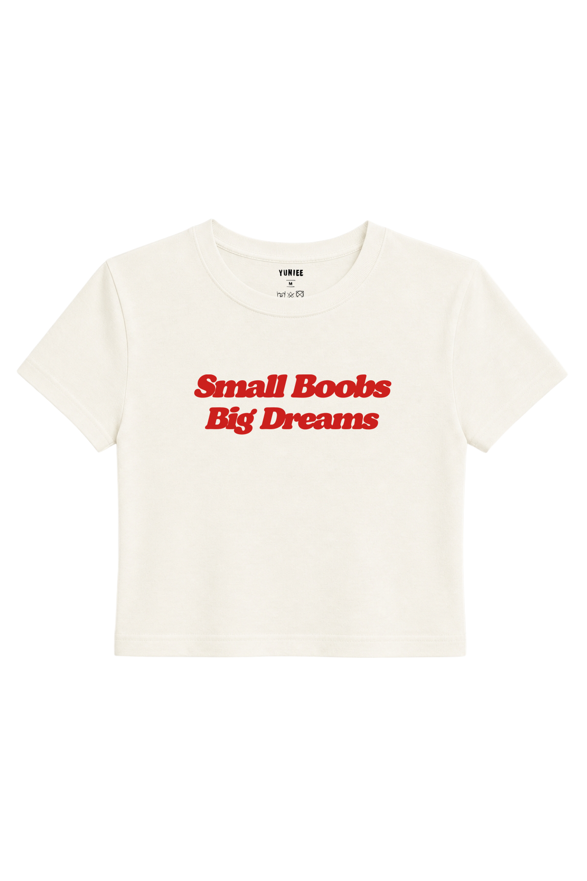 Big Dreams Baby Tee | Slogan Baskılı Crop Tişört - Ekru