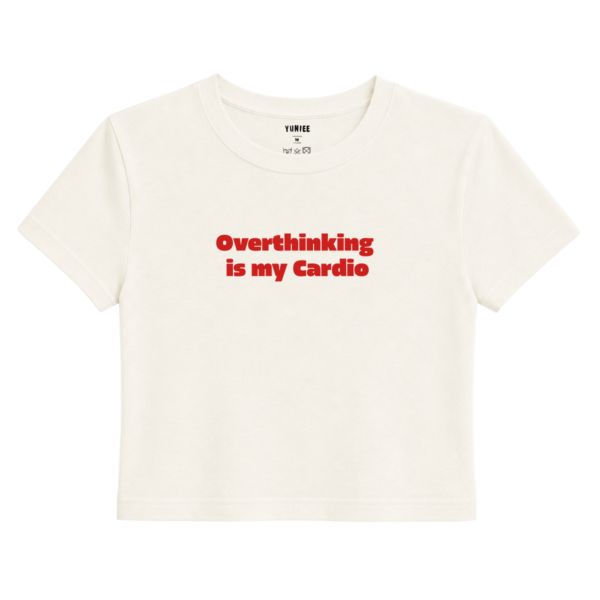 Cardio Baby Tee | Slogan Baskılı Crop Tişört - Ekru
