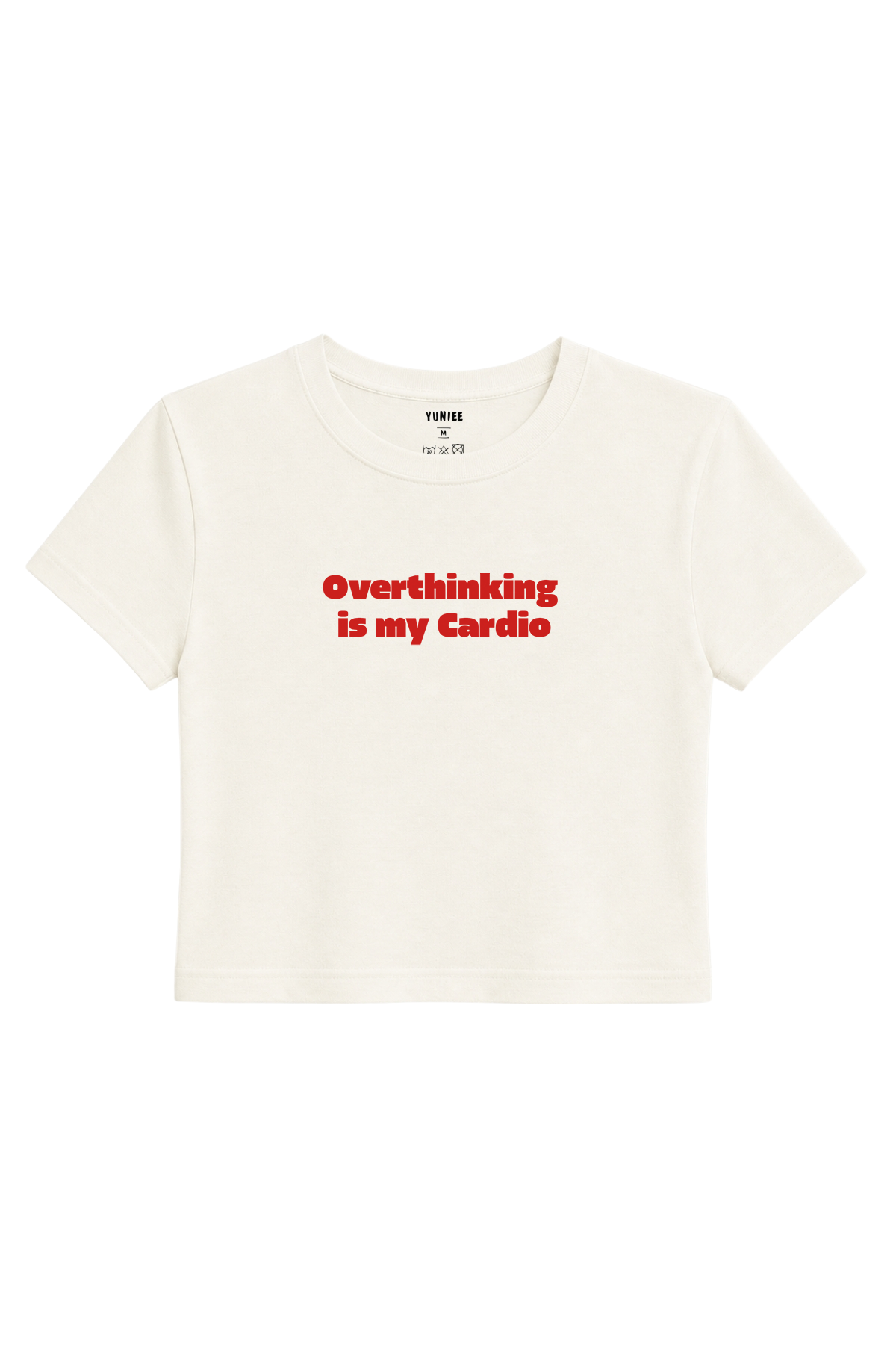 Cardio Baby Tee | Slogan Baskılı Crop Tişört - Ekru
