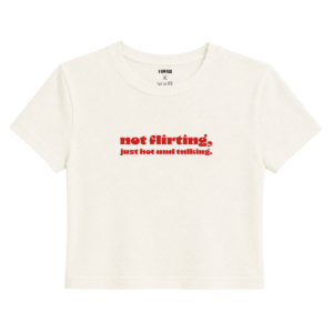 Hot & Talking Baby Tee | Slogan Baskılı Crop Tişört - Ekru