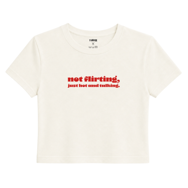 Hot & Talking Baby Tee | Slogan Baskılı Crop Tişört - Ekru