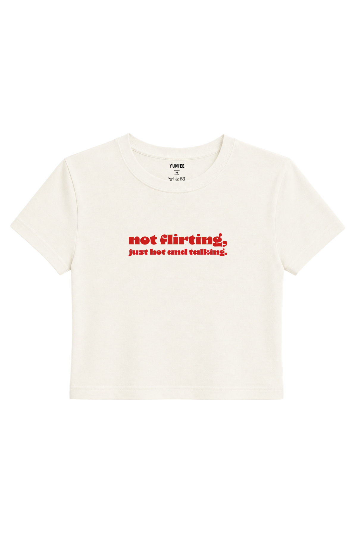 Hot & Talking Baby Tee | Slogan Baskılı Crop Tişört - Ekru