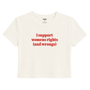 Rights & Wrongs Baby Tee | Slogan Baskılı Crop Tişört - Ekru