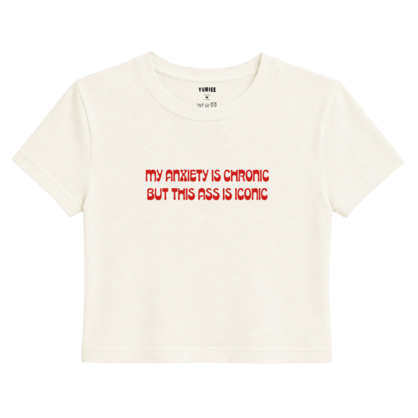 Chronic & Iconic Baby Tee | Slogan Baskılı Crop Tişört - Ekru