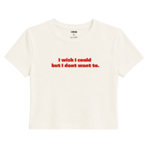 Don’t Want To Baby Tee | Slogan Baskılı Crop Tişört - Ekru