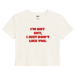 Don’t Like You Baby Tee | Slogan Baskılı Crop Tişört - Ekru