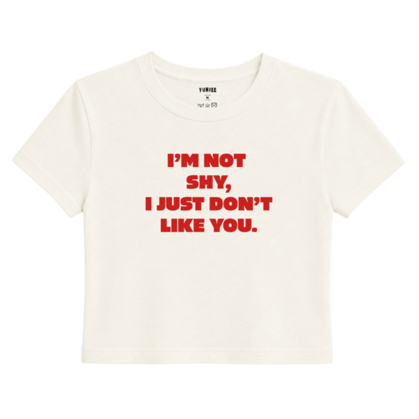 Don’t Like You Baby Tee | Slogan Baskılı Crop Tişört - Ekru