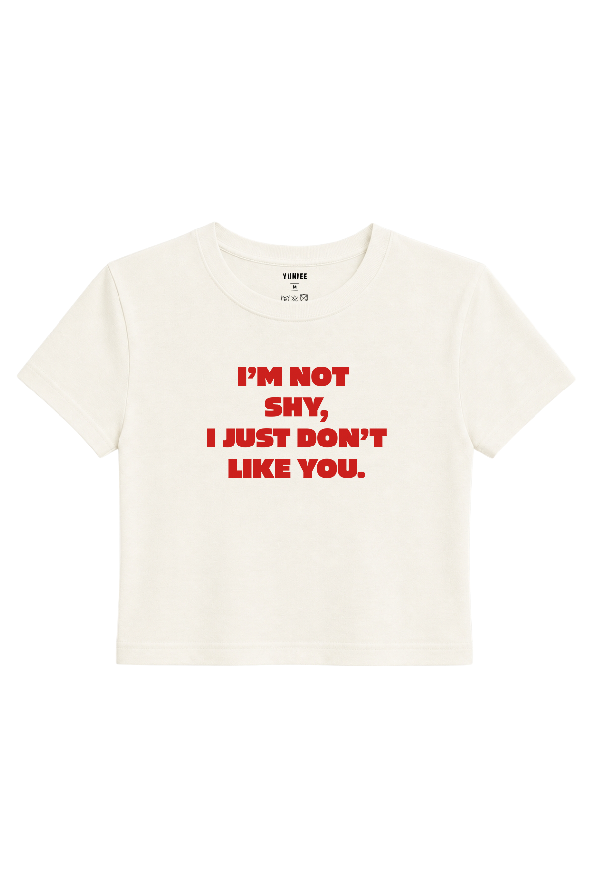 Don’t Like You Baby Tee | Slogan Baskılı Crop Tişört - Ekru