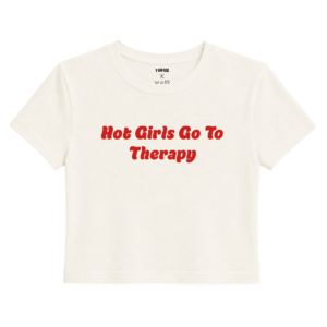 Therapy Baby Tee | Slogan Baskılı Crop Tişört - Ekru