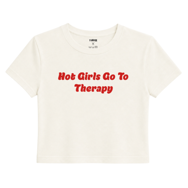 Therapy Baby Tee | Slogan Baskılı Crop Tişört - Ekru