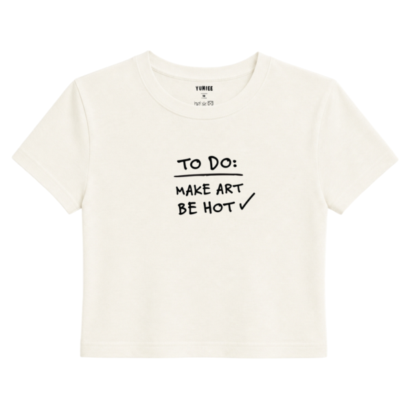 To Do List Baby Tee | Slogan Baskılı Crop Tişört - Ekru