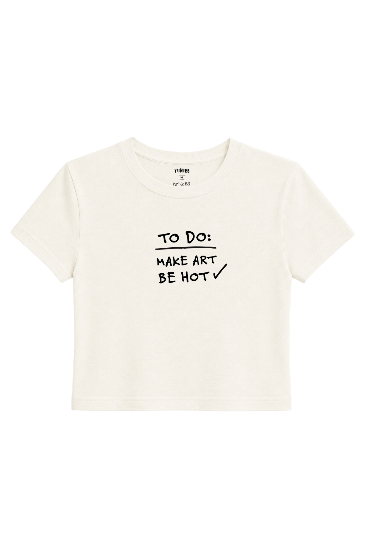To Do List Baby Tee | Slogan Baskılı Crop Tişört - Ekru