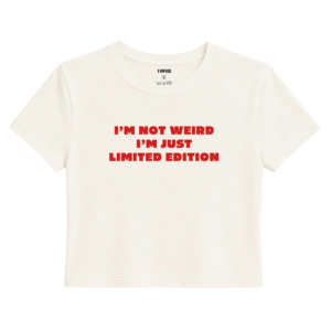 Limited Edition Baby Tee | Slogan Baskılı Crop Tişört - Ekru