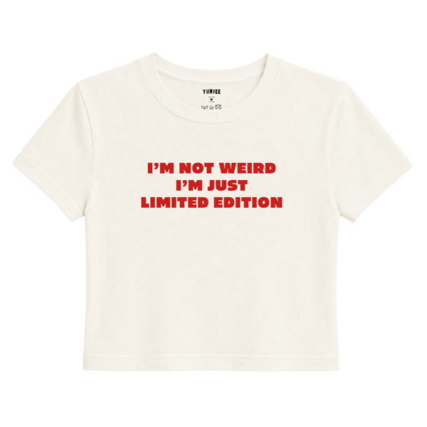 Limited Edition Baby Tee | Slogan Baskılı Crop Tişört - Ekru