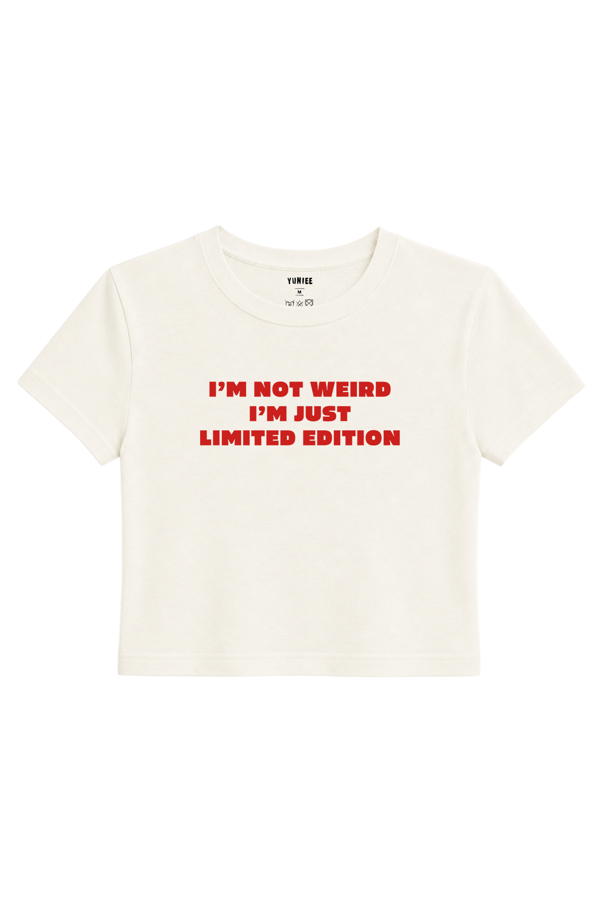 Limited Edition Baby Tee | Slogan Baskılı Crop Tişört - Ekru