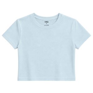 Baby Tee Basic | Düz Crop Tişört - Mavi