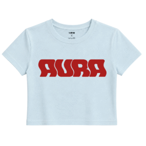 Aura Baby Tee | Slogan Baskılı Crop Tişört - Mavi