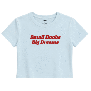 Big Dreams Baby Tee | Slogan Baskılı Crop Tişört - Mavi