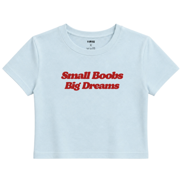 Big Dreams Baby Tee | Slogan Baskılı Crop Tişört - Mavi