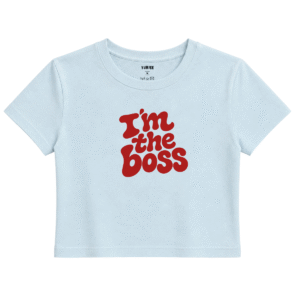 The Boss Baby Tee | Slogan Baskılı Crop Tişört - Mavi