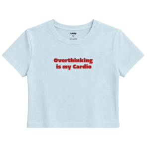 Cardio Baby Tee | Slogan Baskılı Crop Tişört - Mavi