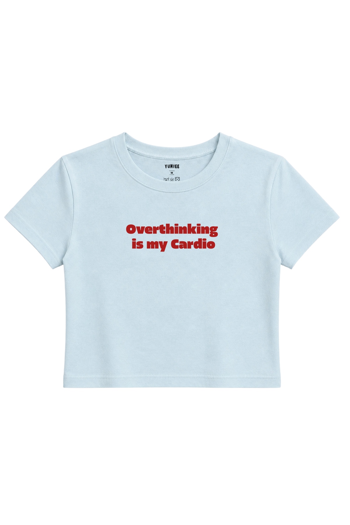 Cardio Baby Tee | Slogan Baskılı Crop Tişört - Mavi