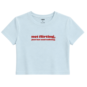 Hot & Talking Baby Tee | Slogan Baskılı Crop Tişört - Mavi
