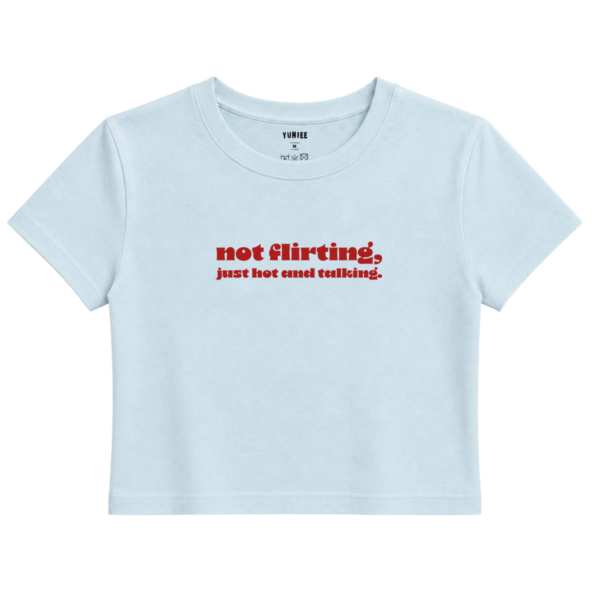 Hot & Talking Baby Tee | Slogan Baskılı Crop Tişört - Mavi