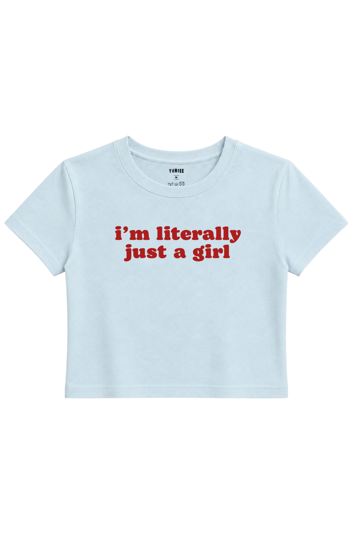 Just a Girl Baby Tee | Slogan Baskılı Crop Tişört - Mavi