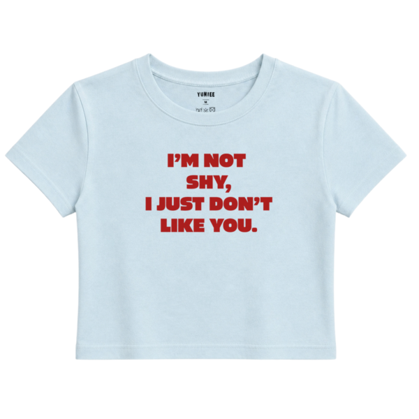 Don’t Like You Baby Tee | Slogan Baskılı Crop Tişört - Mavi