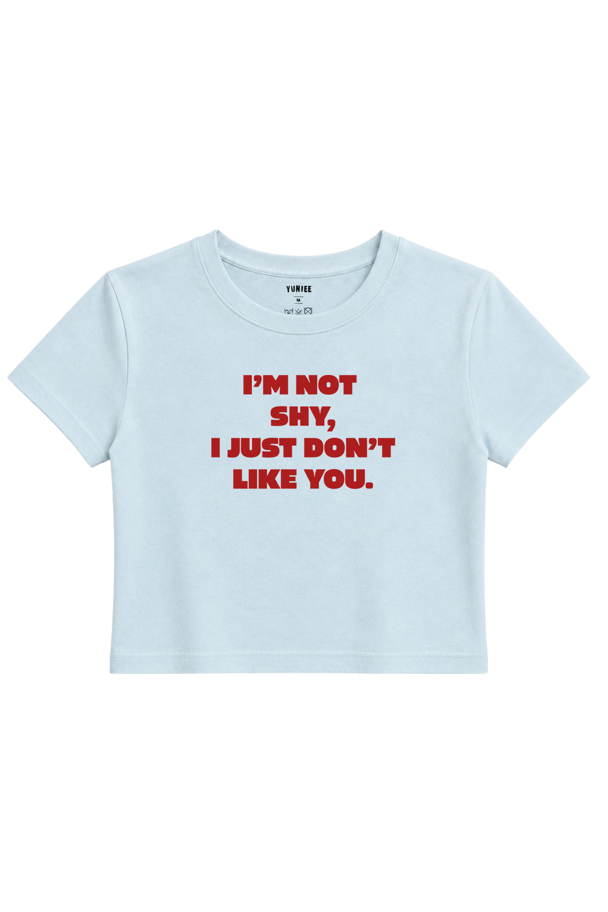 Don’t Like You Baby Tee | Slogan Baskılı Crop Tişört - Mavi