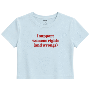 Rights & Wrongs Baby Tee | Slogan Baskılı Crop Tişört - Mavi