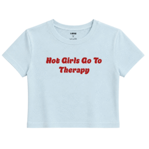 Therapy Baby Tee | Slogan Baskılı Crop Tişört - Mavi