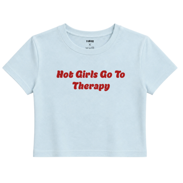 Therapy Baby Tee | Slogan Baskılı Crop Tişört - Mavi