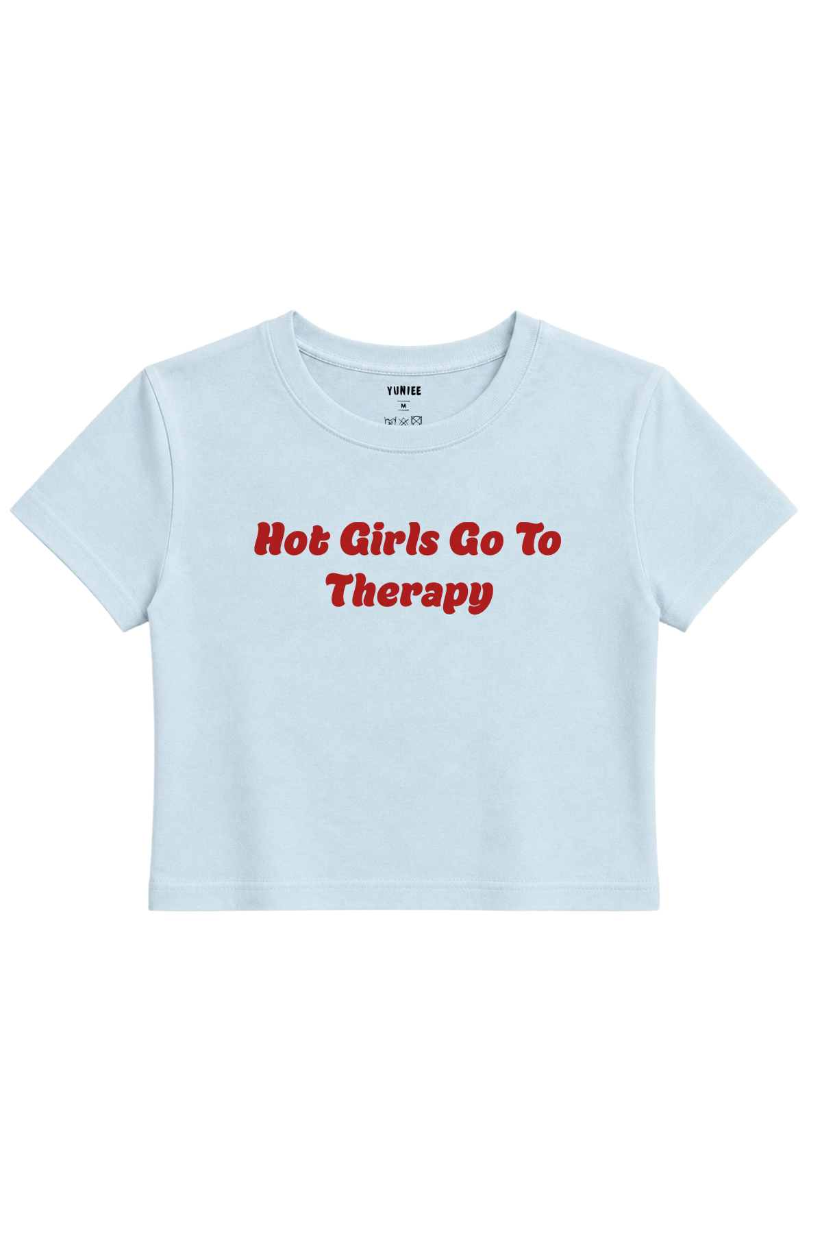 Therapy Baby Tee | Slogan Baskılı Crop Tişört - Mavi