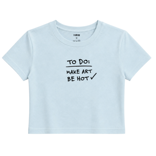 To Do List Baby Tee | Slogan Baskılı Crop Tişört - Mavi