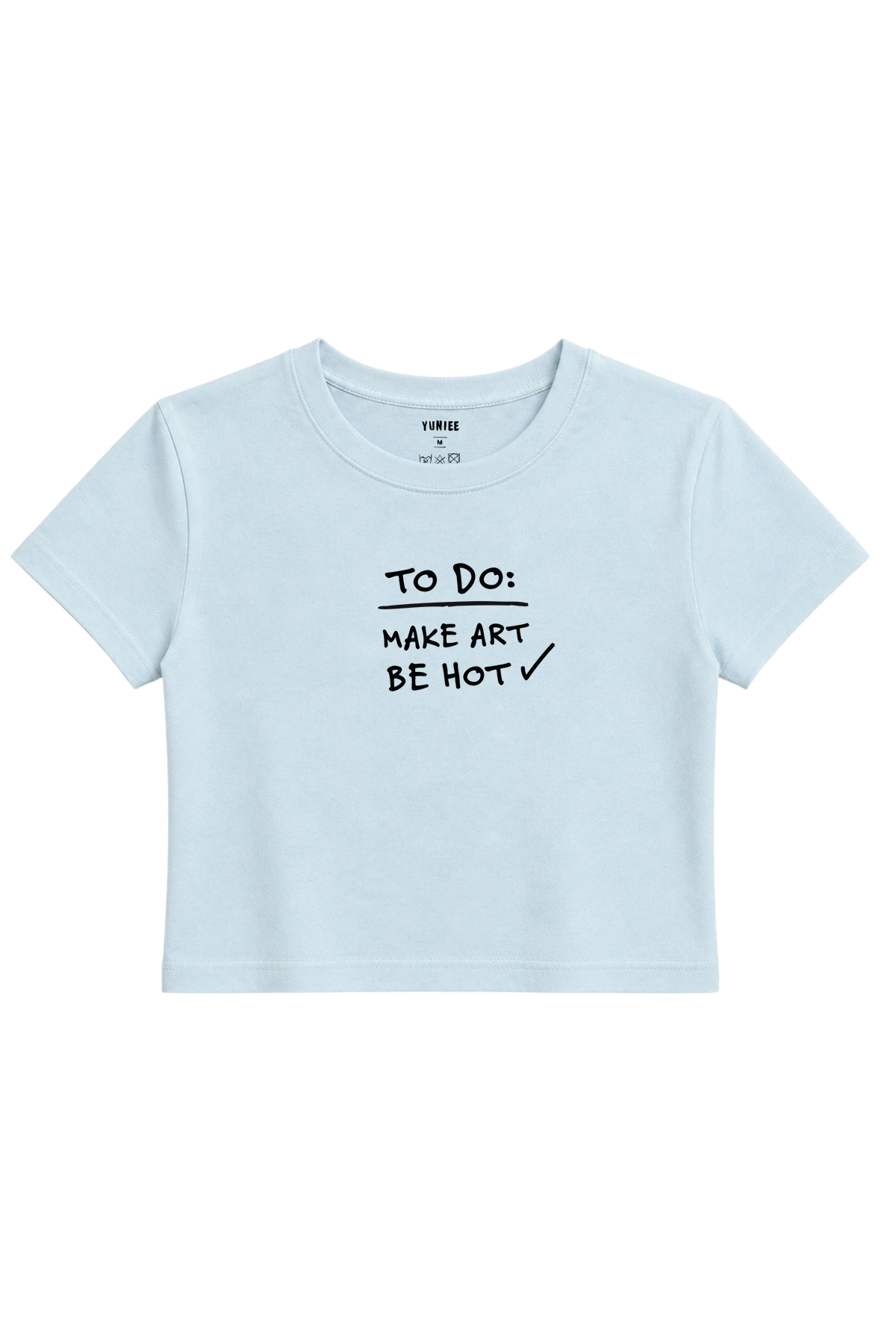 To Do List Baby Tee | Slogan Baskılı Crop Tişört - Mavi