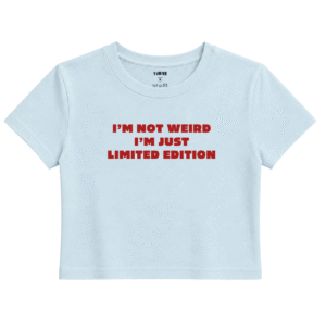 Limited Edition Baby Tee | Slogan Baskılı Crop Tişört - Mavi