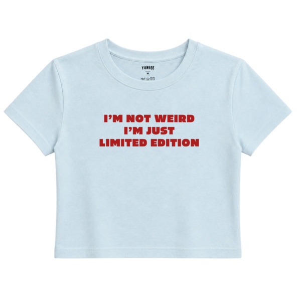 Limited Edition Baby Tee | Slogan Baskılı Crop Tişört - Mavi
