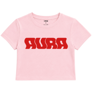 Aura Baby Tee | Slogan Baskılı Crop Tişört - Pembe