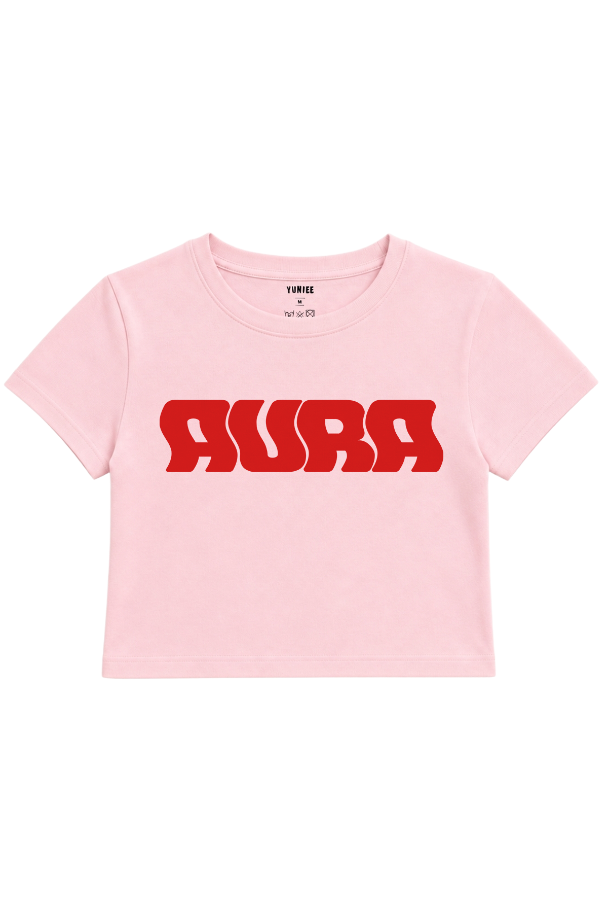 Aura Baby Tee | Slogan Baskılı Crop Tişört - Pembe