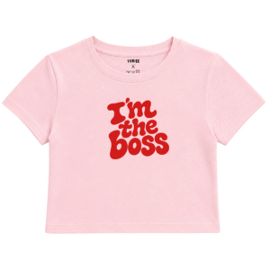 The Boss Baby Tee | Slogan Baskılı Crop Tişört - Pembe