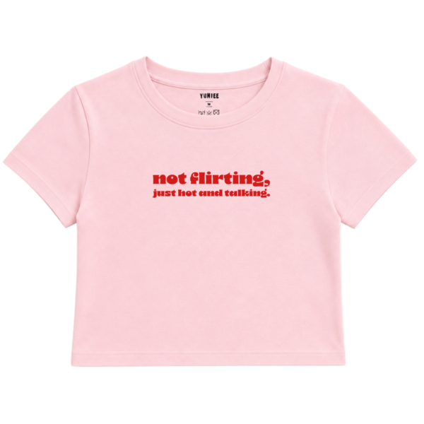 Hot & Talking Baby Tee | Slogan Baskılı Crop Tişört - Pembe